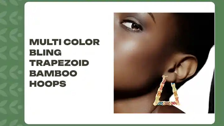 Multi Color Bling Trapezoid Bamboo Hoops by@Outfy