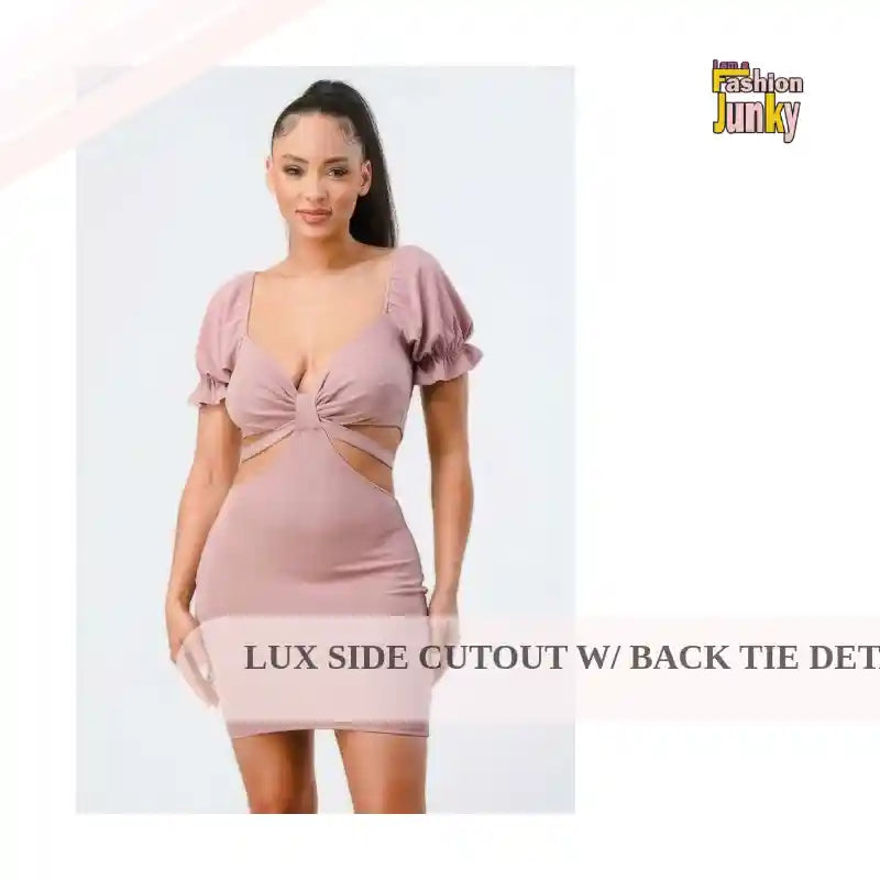 Lux Side Cutout W/ Back Tie Detail Bodycon Dress by@Outfy