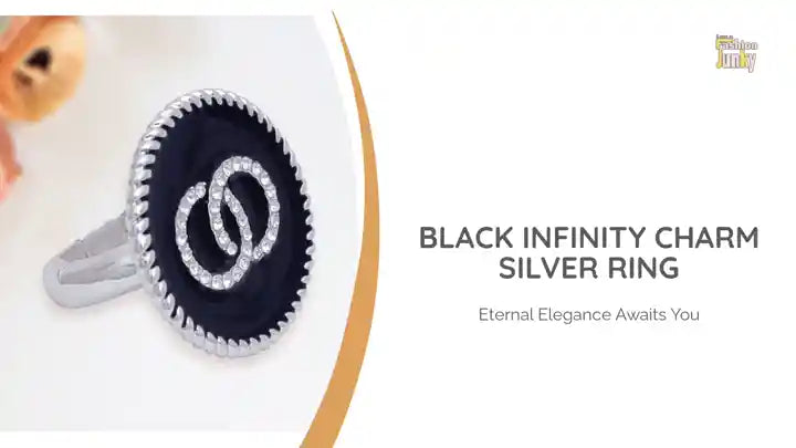 Black Infinity Charm Silver Ring by@Outfy