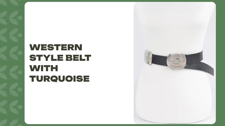Western Style Belt With Turquoise by@Outfy