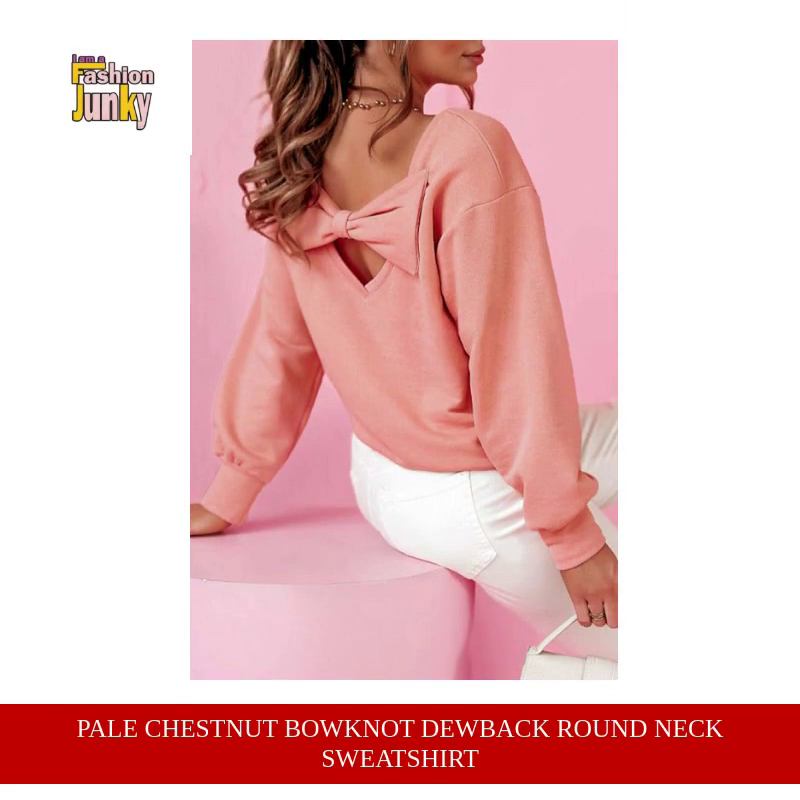 Pale Chestnut Bowknot Dewback Round Neck Sweatshirt by@Outfy