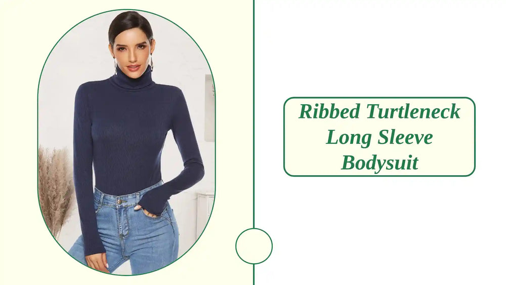 Ribbed Turtleneck Long Sleeve Bodysuit by@Outfy
