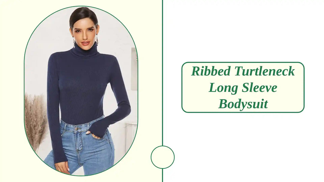 Ribbed Turtleneck Long Sleeve Bodysuit by@Outfy