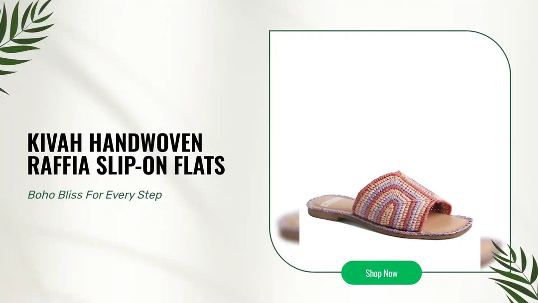 Kivah Handwoven Raffia Slip-On Flats by@Outfy