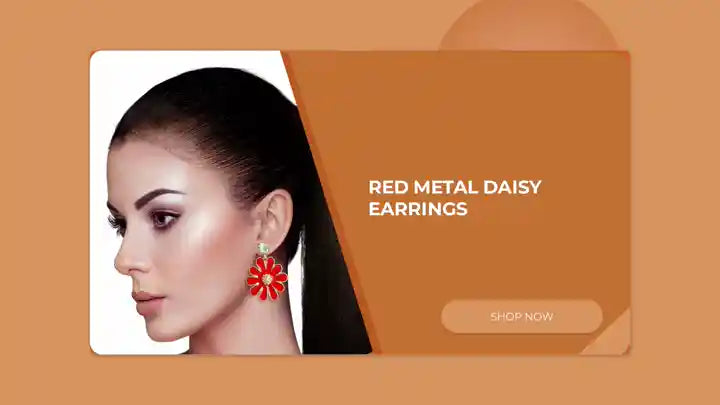 Red Metal Daisy Earrings by@Outfy