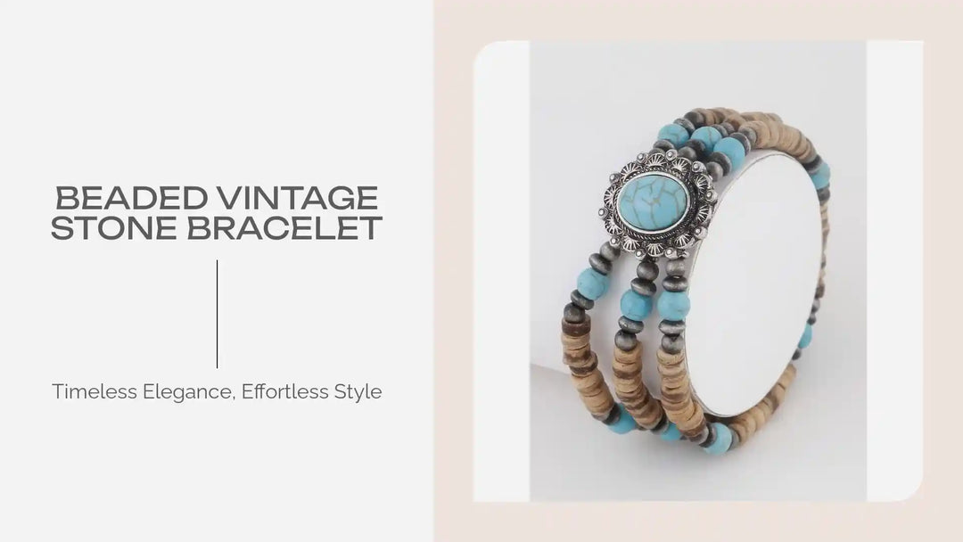 Beaded Vintage Stone Bracelet by@Outfy
