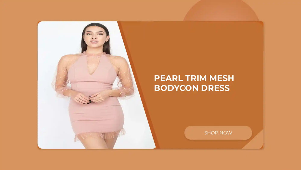 Pearl Trim Mesh Bodycon Dress by@Outfy