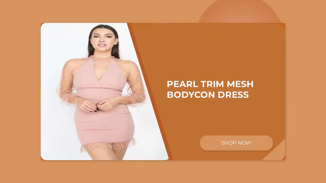Pearl Trim Mesh Bodycon Dress by@Outfy
