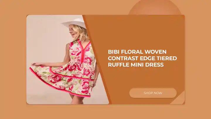 BiBi Floral Woven Contrast Edge Tiered Ruffle Mini Dress by@Outfy
