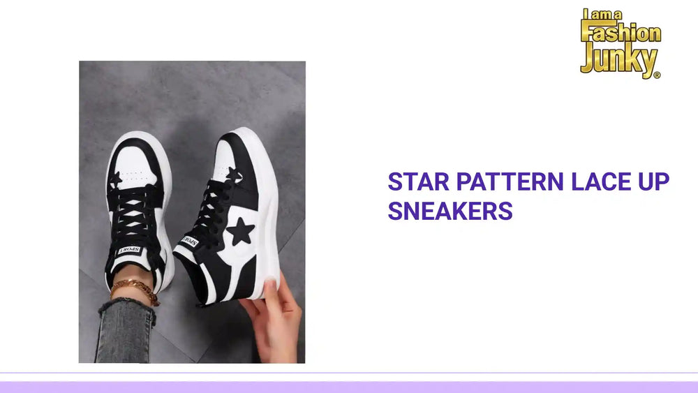 Star Pattern Lace Up Sneakers by@Outfy