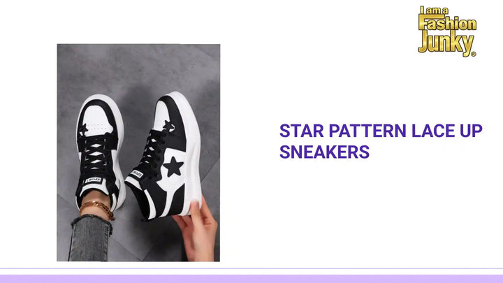 Star Pattern Lace Up Sneakers by@Outfy