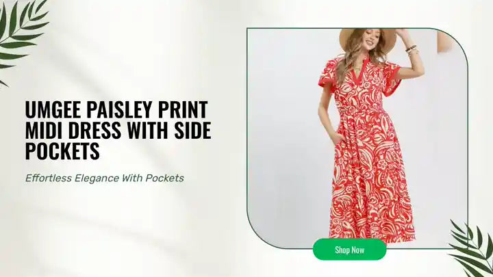 Umgee Paisley Print Midi Dress with Side Pockets by@Outfy