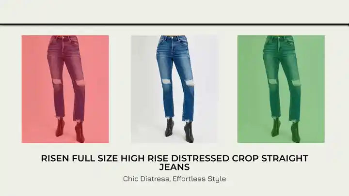 RISEN Full Size High Rise Distressed Crop Straight Jeans by@Outfy