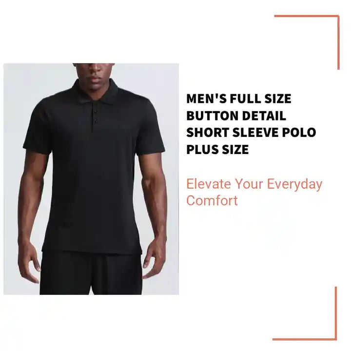 Men's Full Size Button Detail Short Sleeve Polo Plus Size by@Outfy