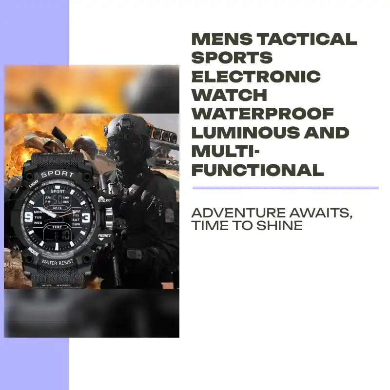 Mens Tactical Sports Electronic Watch Waterproof Luminous And Multi-functional by@Outfy