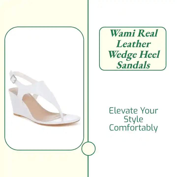 Wami Real Leather Wedge Heel Sandals by@Outfy