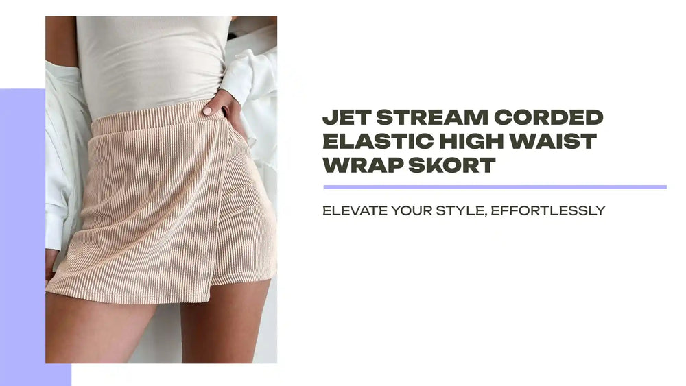 Jet Stream Corded Elastic High Waist Wrap Skort by@Outfy