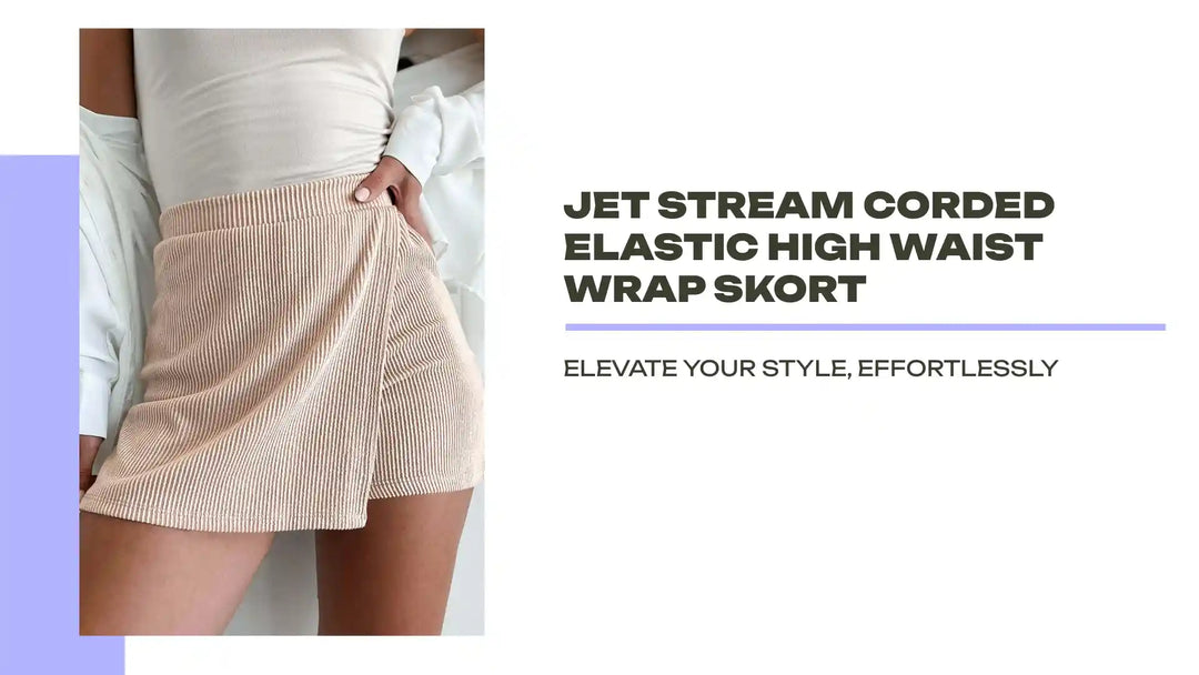 Jet Stream Corded Elastic High Waist Wrap Skort by@Outfy