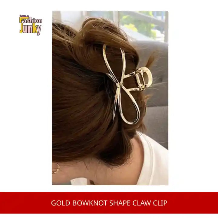 Gold Bowknot Shape Claw Clip by@Outfy
