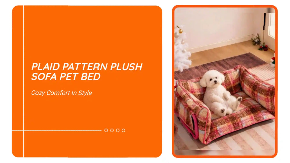 Plaid Pattern Plush Sofa Pet Bed by@Outfy