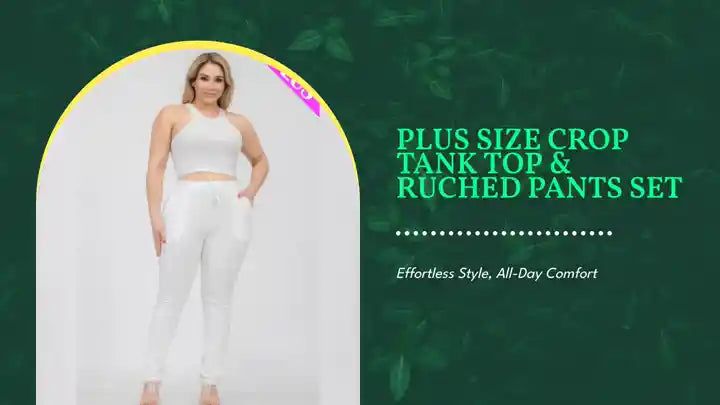 Plus Size Crop Tank Top &amp; Ruched Pants Set by@Outfy