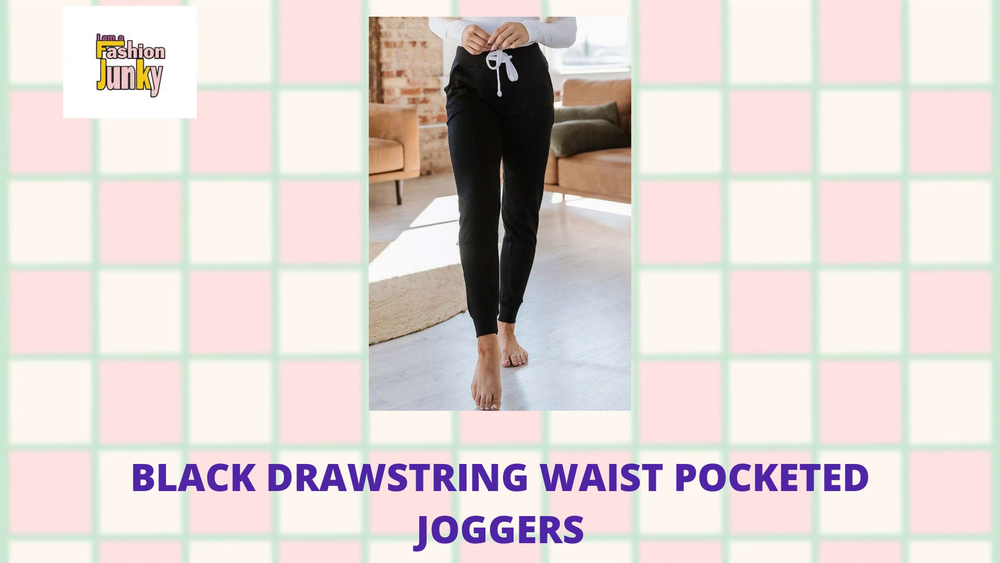 Black Drawstring Waist Pocketed Joggers by@Outfy