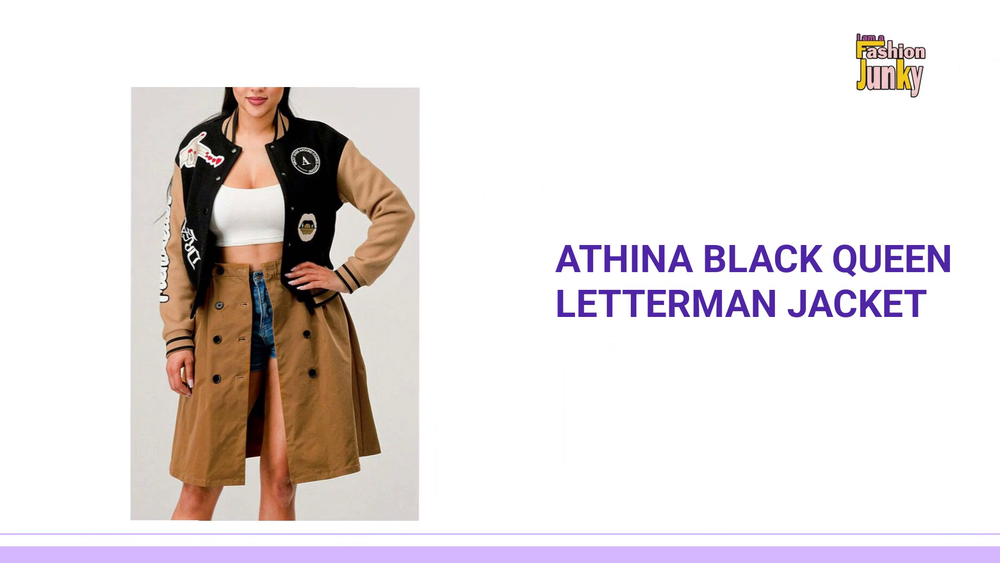 Athina Black Queen letterman Jacket by@Outfy