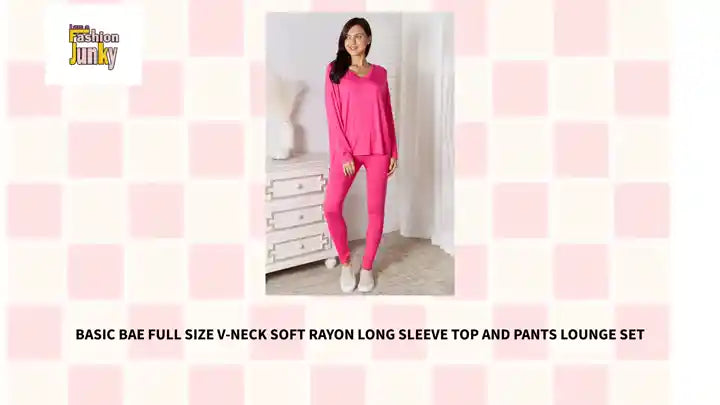 Basic Bae Full Size V-Neck Soft Rayon Long Sleeve Top and Pants Lounge Set by@Outfy