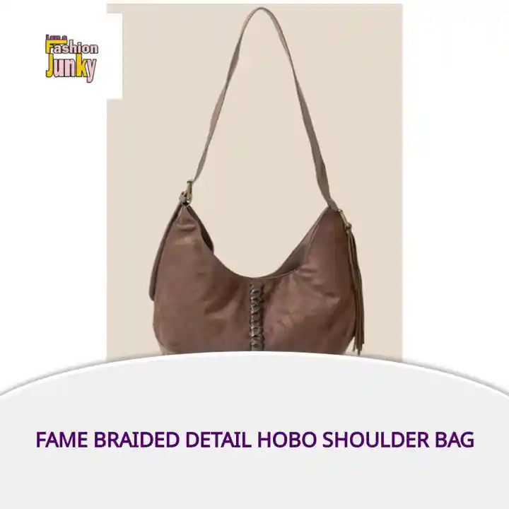 Fame Braided Detail Hobo Shoulder Bag by@Outfy