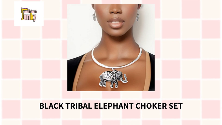 Black Tribal Elephant Choker Set by@Outfy
