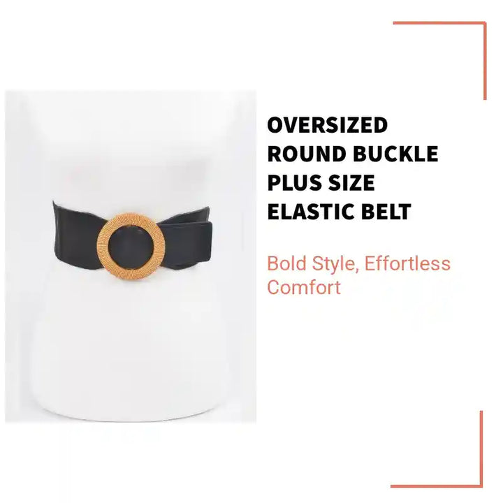Oversized Round Buckle Plus Size Elastic Belt by@Outfy