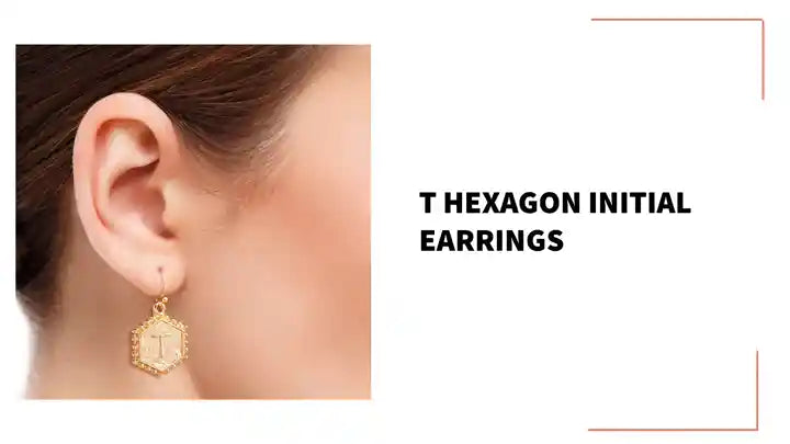 T Hexagon Initial Earrings by@Outfy