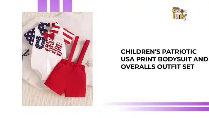 Children's Patriotic USA Print Bodysuit and Overalls Outfit Set by@Outfy
