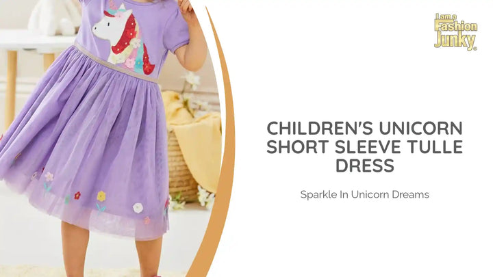 Children's Unicorn Short Sleeve Tulle Dress by@Outfy