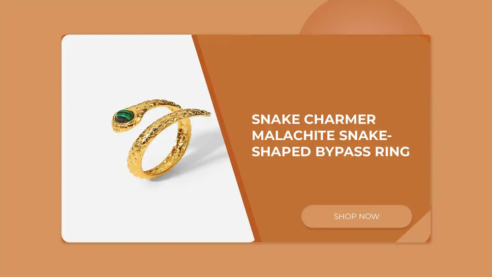 Snake Charmer Malachite Snake-Shaped Bypass Ring by@Outfy