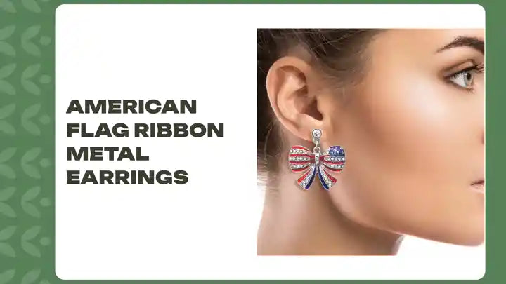 American Flag Ribbon Metal Earrings by@Outfy