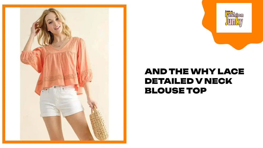 And The Why Lace Detailed V Neck Blouse Top by@Outfy