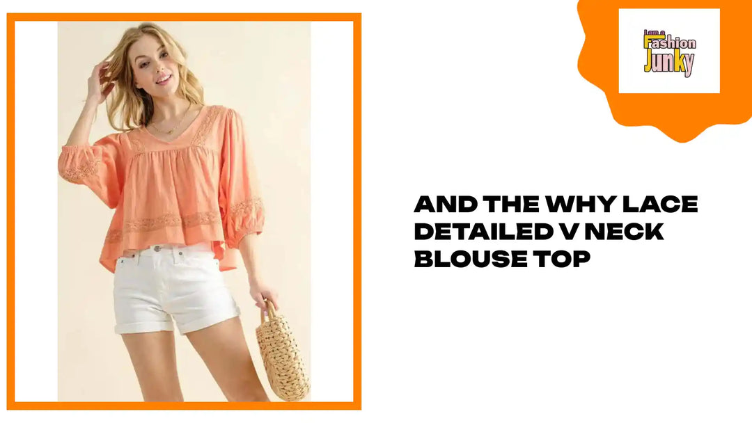 And The Why Lace Detailed V Neck Blouse Top by@Outfy