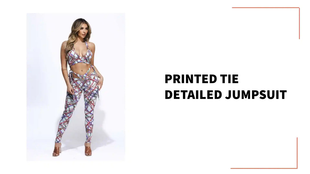 Printed Tie Detailed Jumpsuit by@Outfy