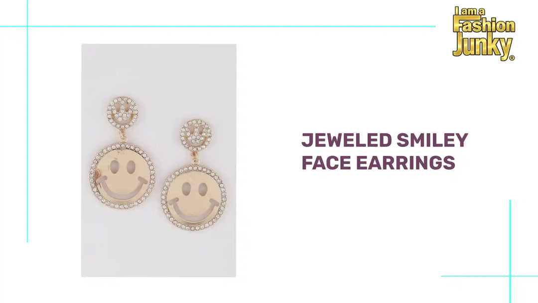 Jeweled Smiley Face Earrings by@Outfy
