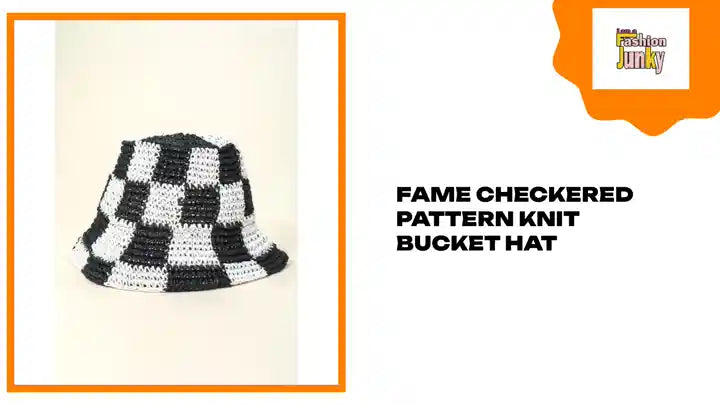 Fame Checkered Pattern Knit Bucket Hat by@Outfy