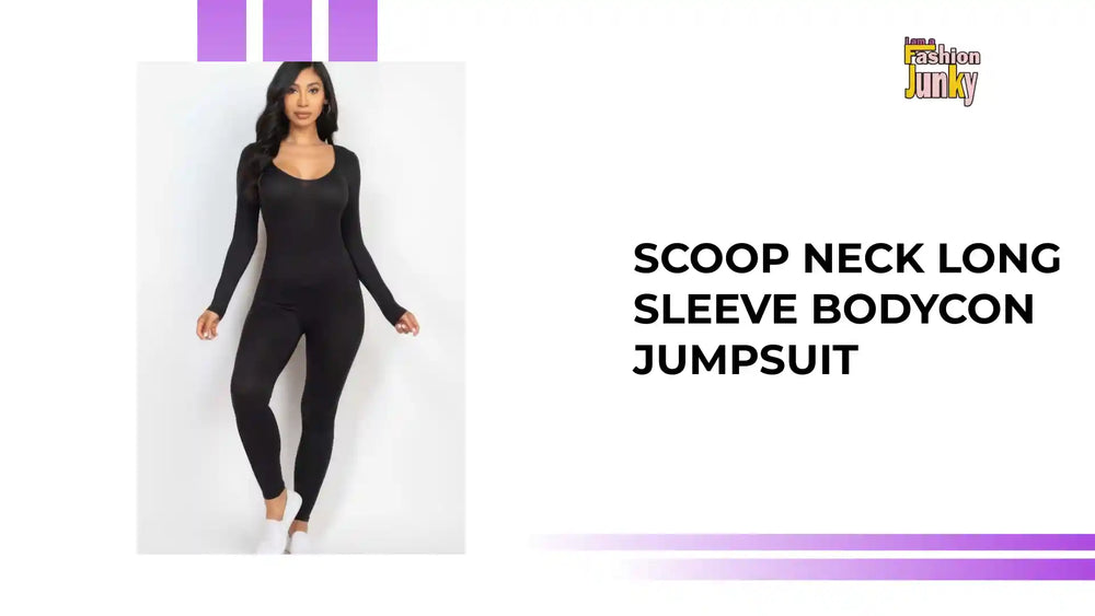 Scoop Neck Long Sleeve Bodycon Jumpsuit by@Outfy