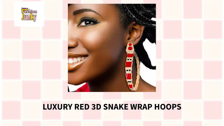 Luxury Red 3D Snake Wrap Hoops by@Outfy