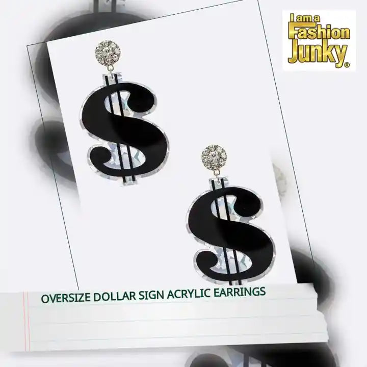 Oversize Dollar Sign Acrylic Earrings by@Outfy