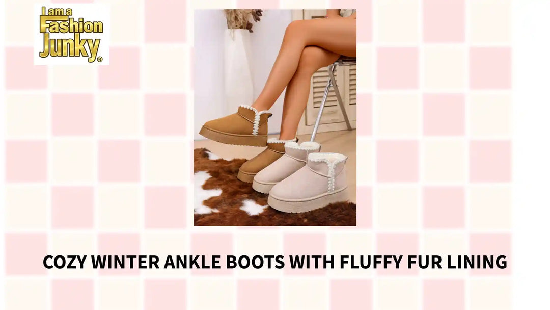 Cozy Winter Ankle Boots with Fluffy Fur Lining by@Outfy
