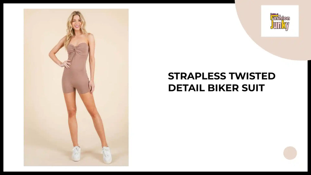Strapless Twisted Detail Biker Suit by@Outfy