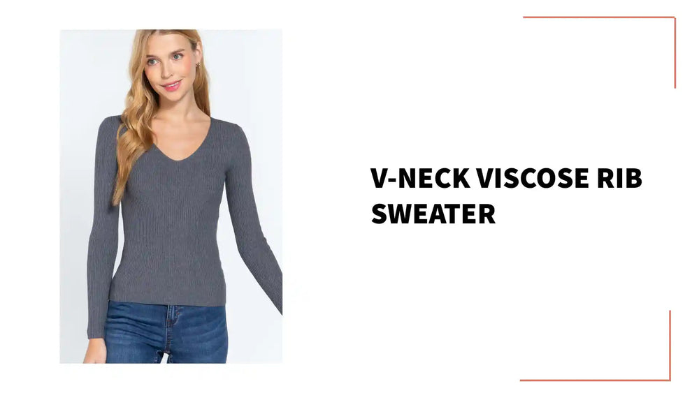 V-neck Viscose Rib Sweater by@Outfy