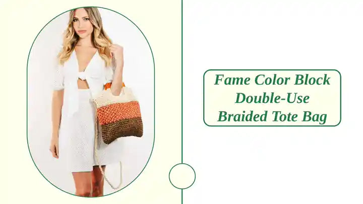 Fame Color Block Double-Use Braided Tote Bag by@Outfy