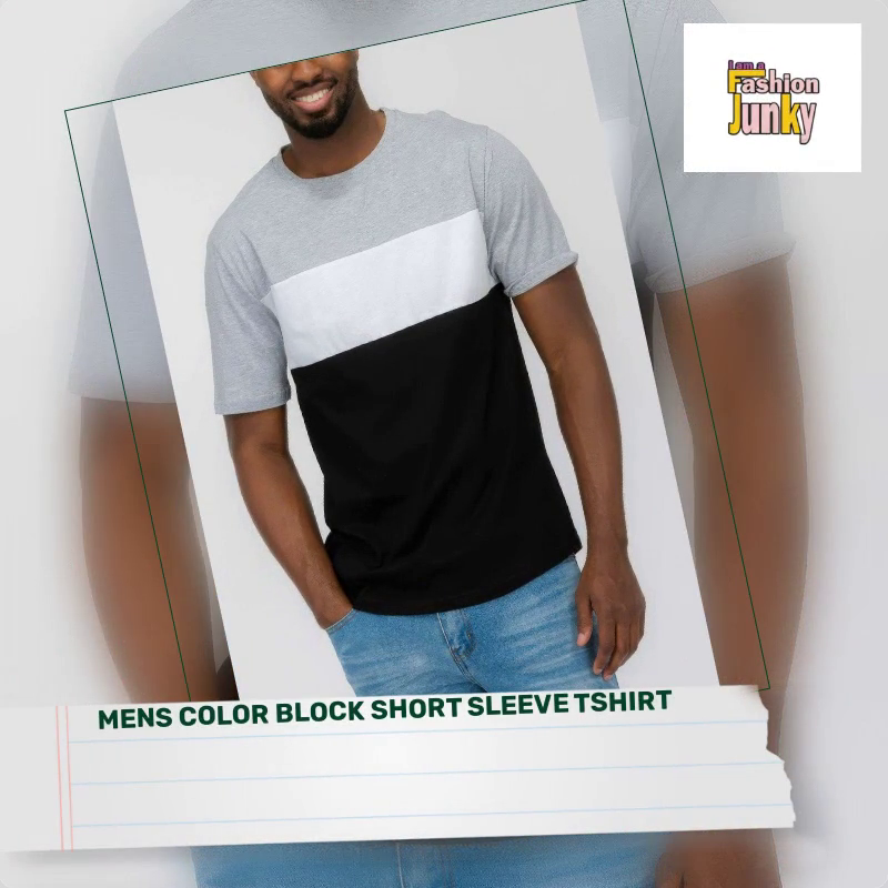 Mens Color Block Short Sleeve Tshirt by@Outfy