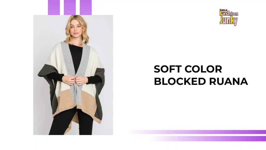 Soft Color Blocked Ruana by@Outfy